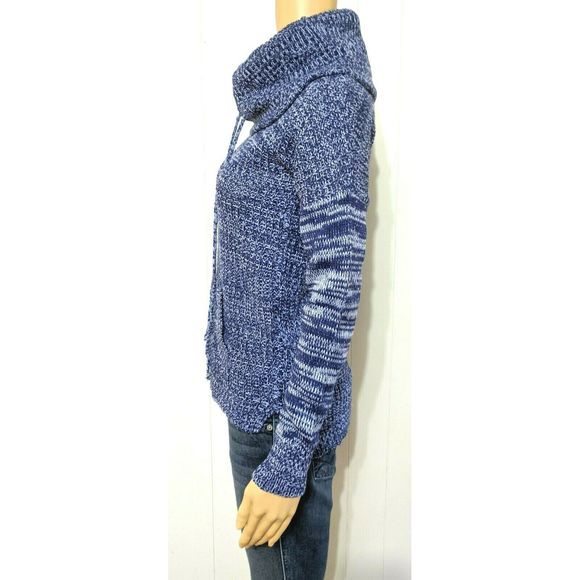 Planet Gold S Blue Cowl Neck Pullover Sweater NWT - Picture 2 of 5